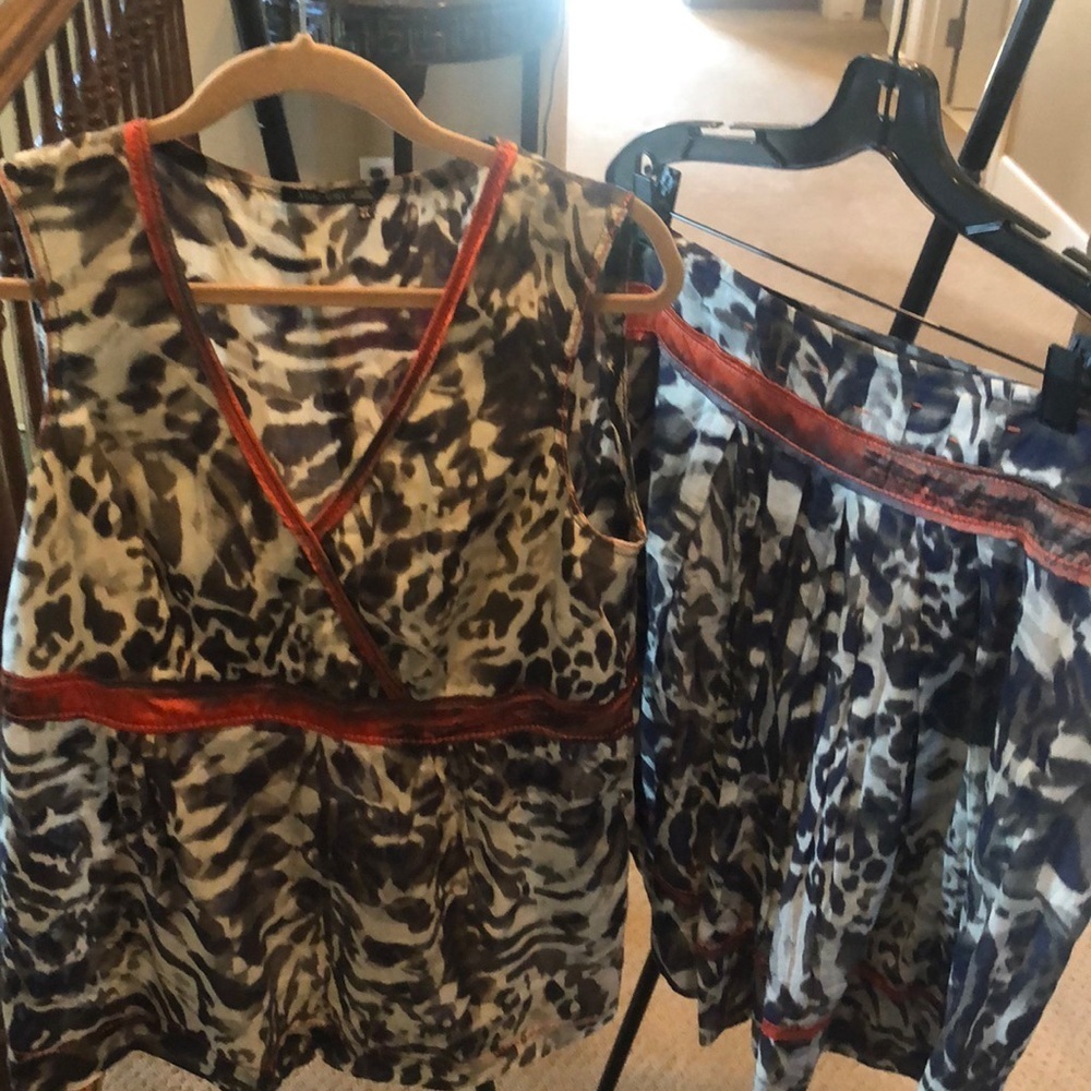 Marc Aurel Sleeveless Leopard Print 2 Pc Skirt Set - image 1